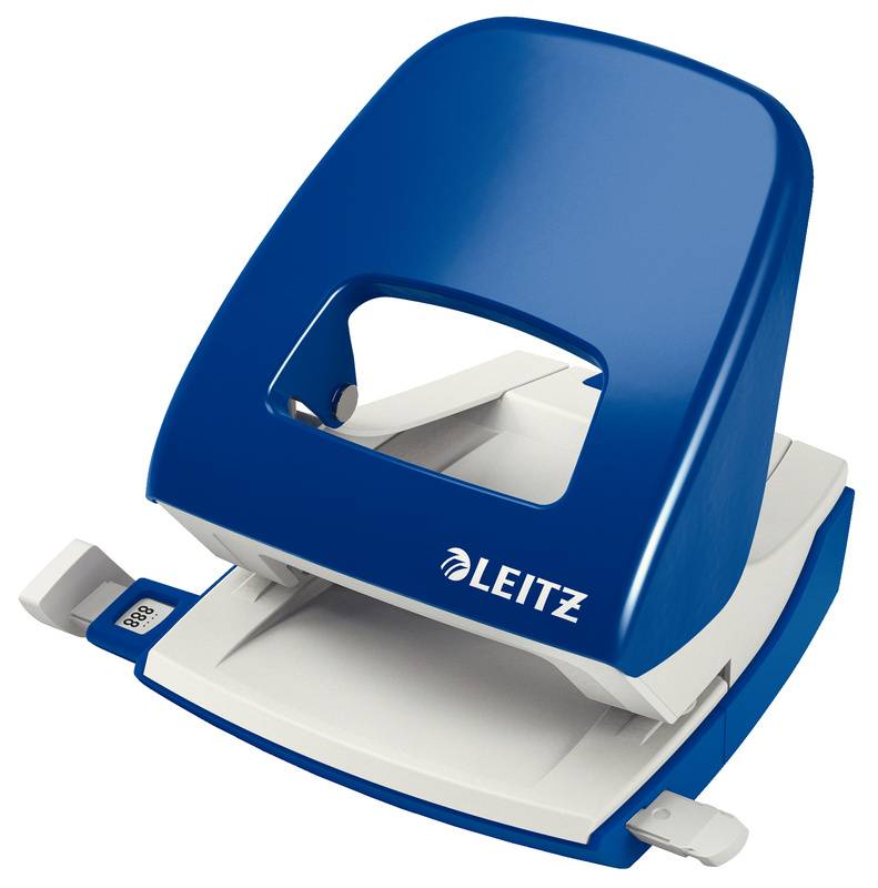 Hulapparat Leitz bl&aring; 2-huls m/skinne t/30ark 5008