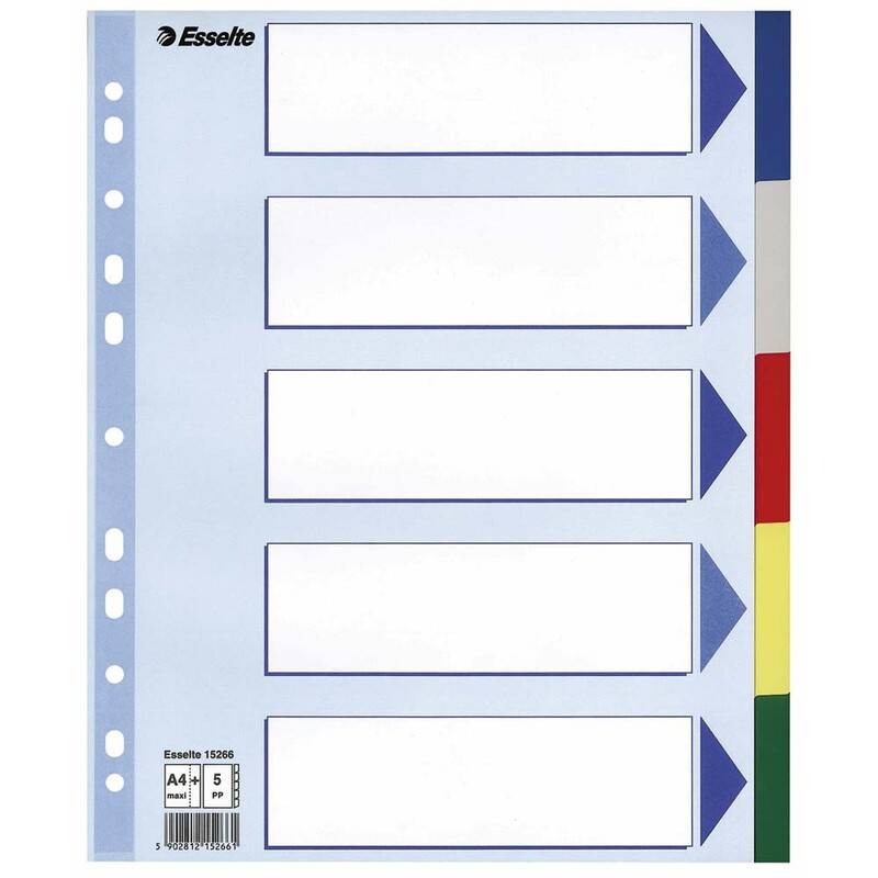 Faneblade Esselte A4 Maxi plast 5-delt 15266