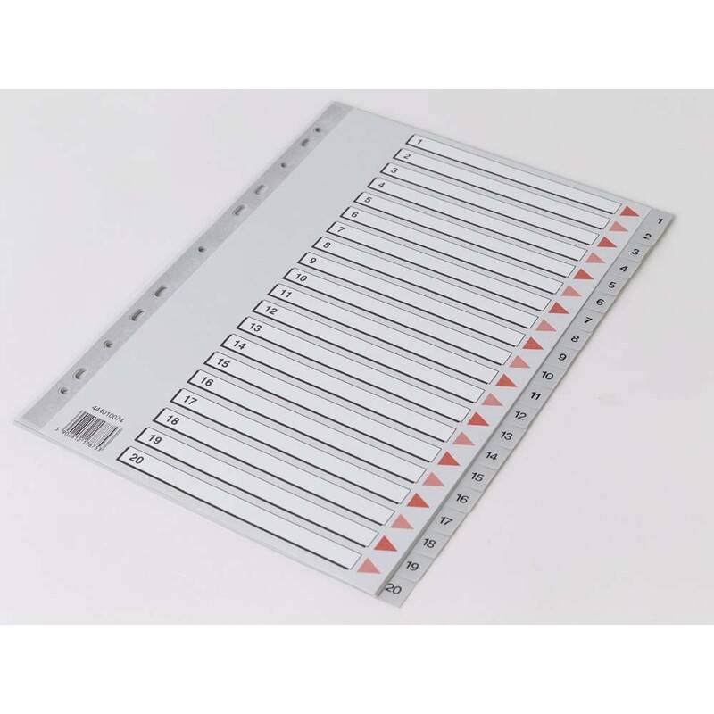 Plastregister Q-Line A4 1-20 gr&aring; m/kartonforblad