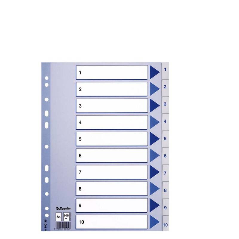 Register PP Esselte A4 1-10 m/hvid kartonforblad