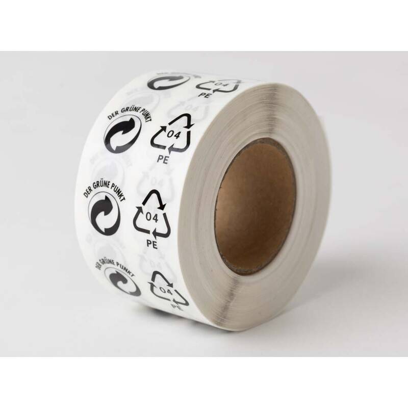 Etiketter PE og Gr&uuml;ne Punkt hvid/sort 45x25mm 1000stk