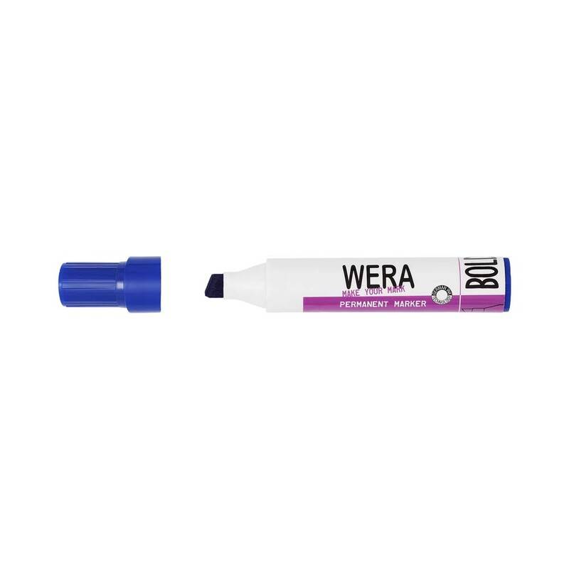 Marker WERA bl&aring; permanent kantet spids 2-10mm