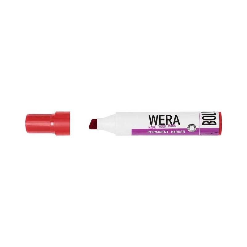 Marker WERA r&oslash;d permanent kantet spids 2-10mm