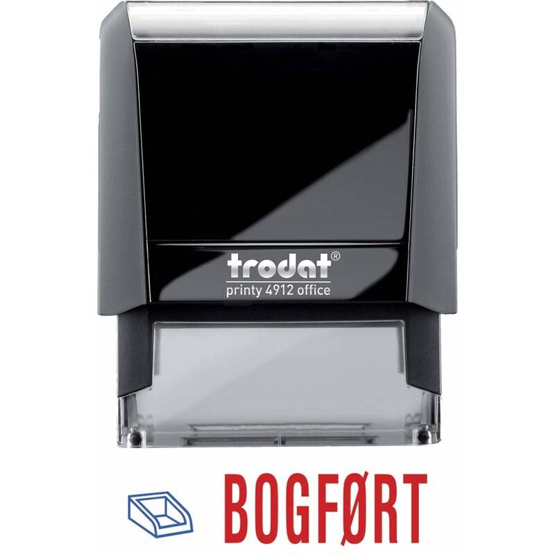 Stempel Trodat Printy 4912 bl&aring;/r&oslash;d tekst bogf&oslash;rt