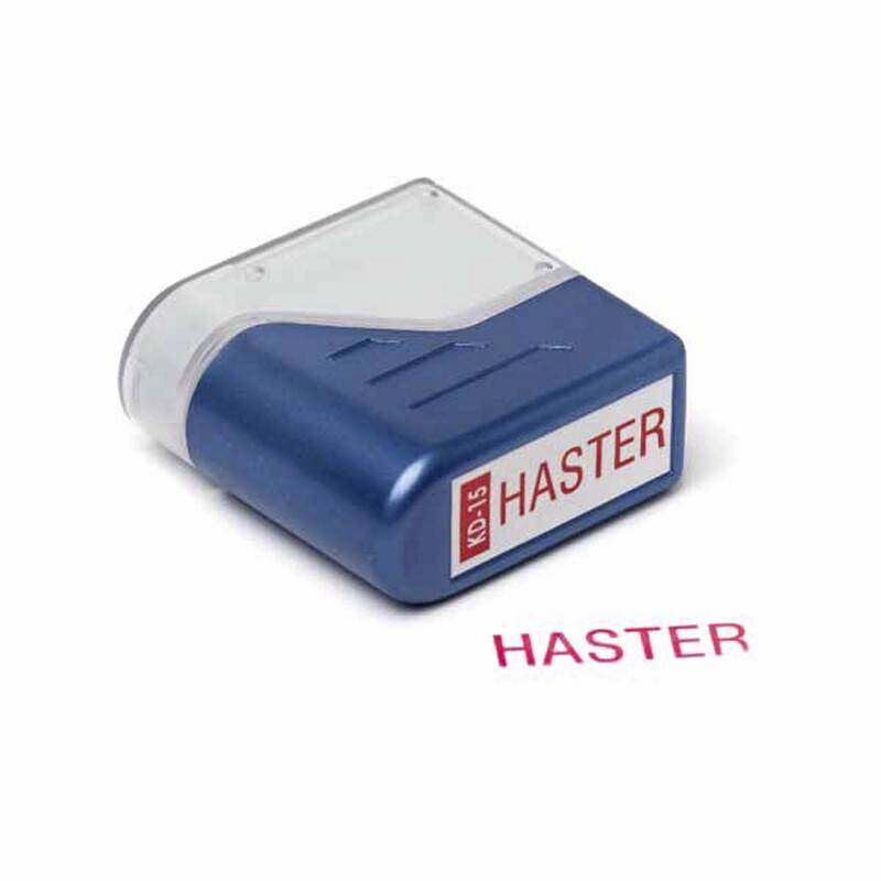 Stempel Deskmate Haster r&oslash;d tekst Trodat Deskmate bl&aring;/r&oslash;d