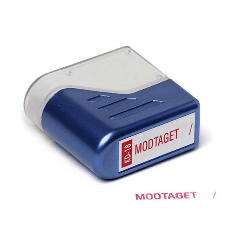 Stempel Deskmate Modtaget r&oslash;d tekst Trodat Deskmate bl&aring;/r&oslash;d