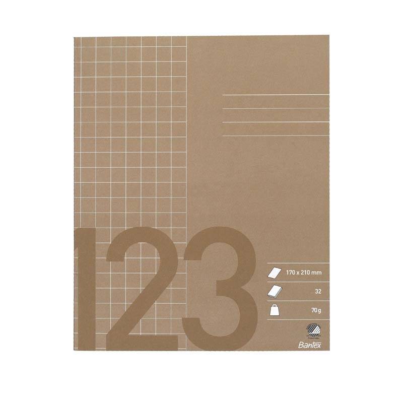 Skoleh&aelig;fte Bantex 17x21cm kvad 10x10mm 32bl 70g brun