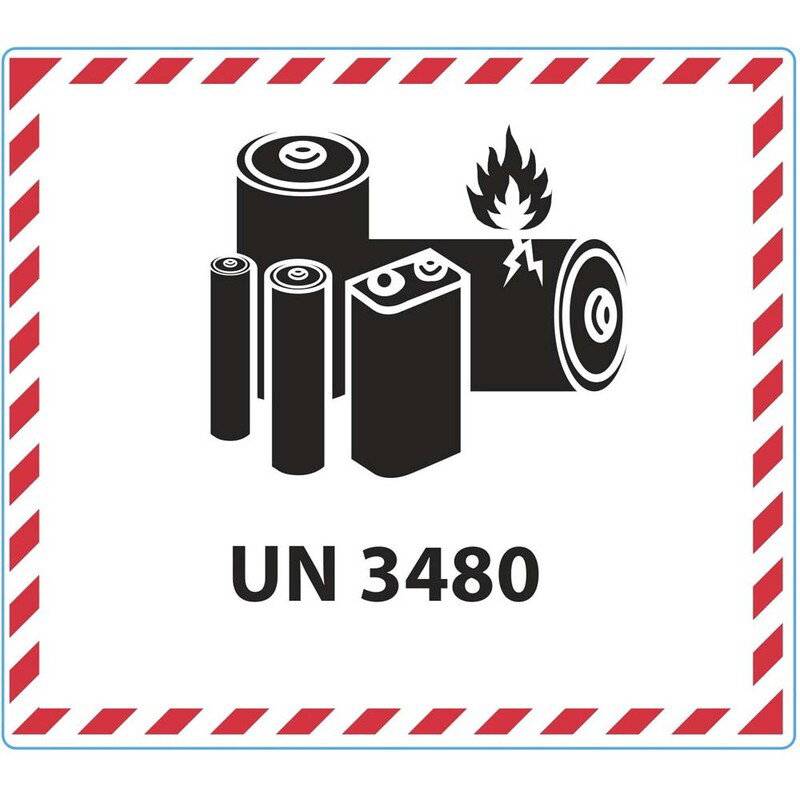 Fareetiket Lithiumbatteri UN 3480 hvid/sort 120x110mm 250stk