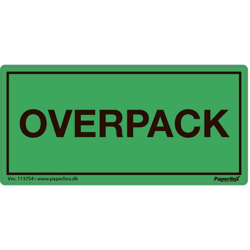 Fareetiket Overpack gr&oslash;n/sort 50x100mm 250stk