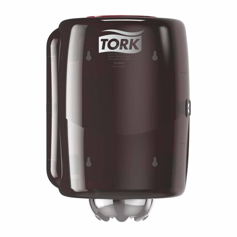 Dispenser Tork M2 Centerfeed sort/r&oslash;d Aft&oslash;ringspapir dispenser