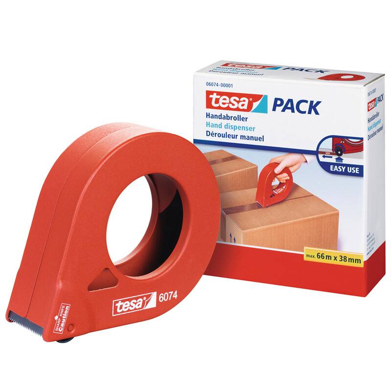 Tapedispenser tesa 6074 38mm lukket h&aring;ndholdt