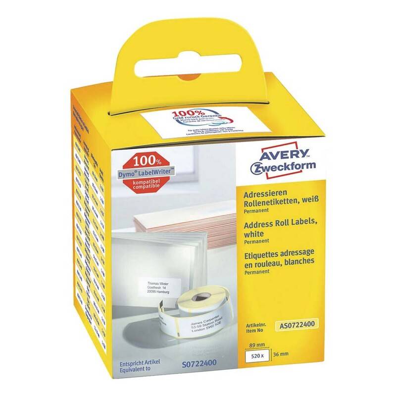 Adresseetiket Avery perm. 89x36mm 2x260st/rul