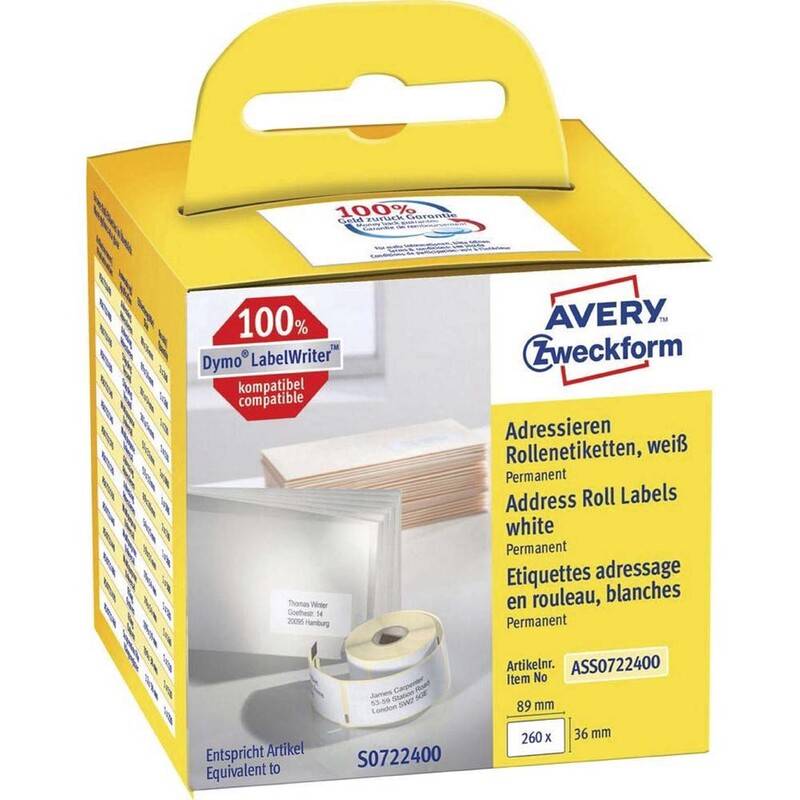 Adresseetiket Avery perm. 89x36mm 260stk/rul