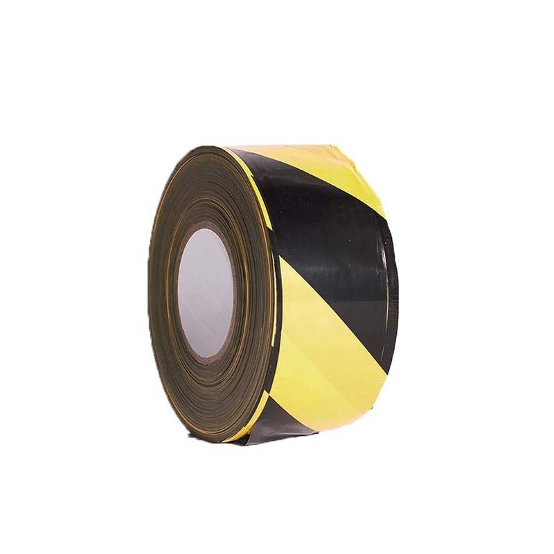 Afsp&aelig;rringsb&aring;nd sort/gul 70mmx500m Non-adhesive warning tape Rulle