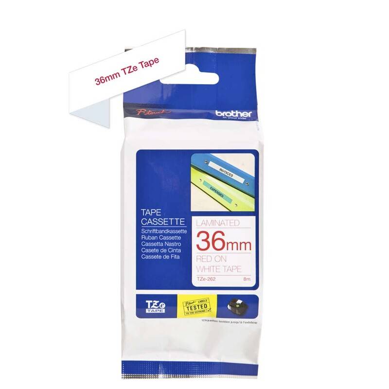 Labeltape Brother TZe-262 36mmx8m r&oslash;d p&aring; hvid