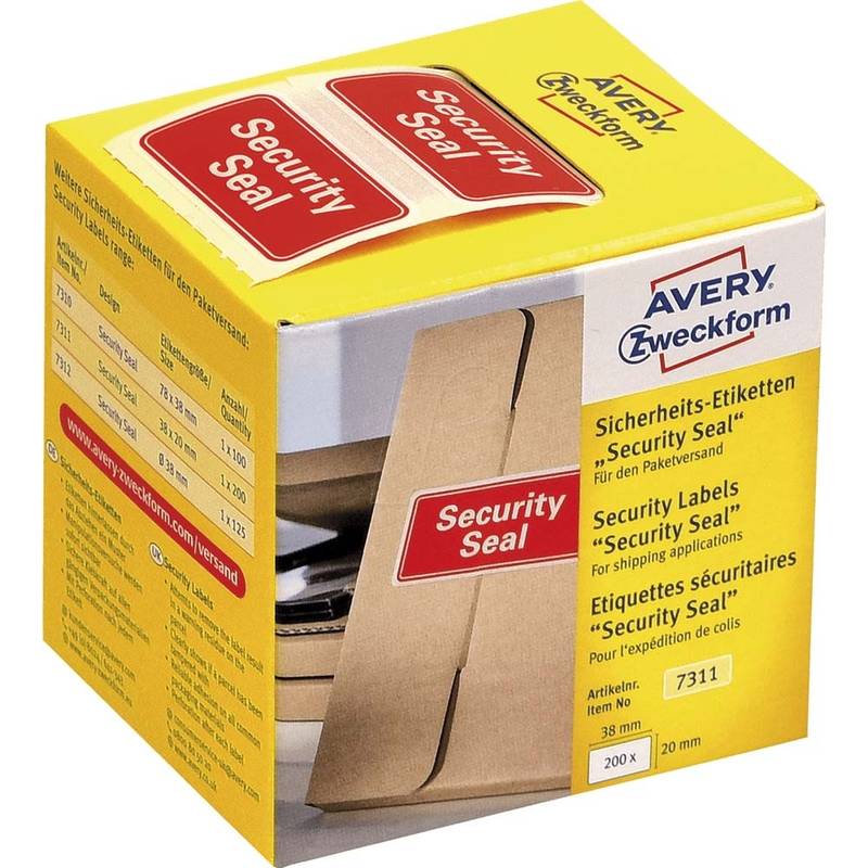 Plomberingsetiket 38x20mm Security Seal 200stk/pak