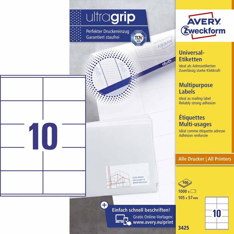 Universaletiket Avery 3425 perm. 105x57mm 1000stk/pak