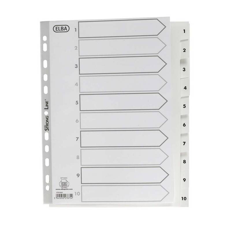 Register Elba Strong-Line A4 1-10 m/forblad PP hvid