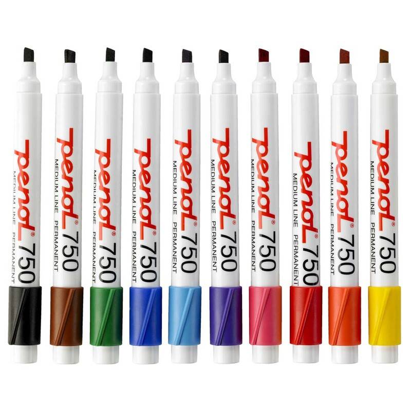 Marker Penol 750 assorteret 2-5mm skr&aring; spids 10stk/s&aelig;t