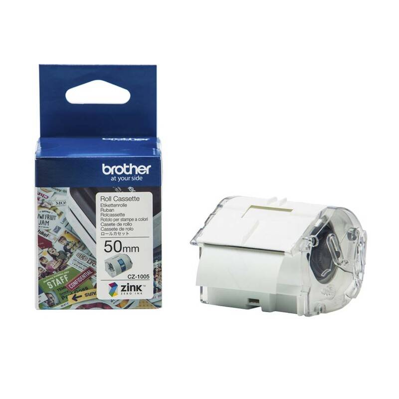 Labeltape Brother CZ-1005 hvid 50mmx5m