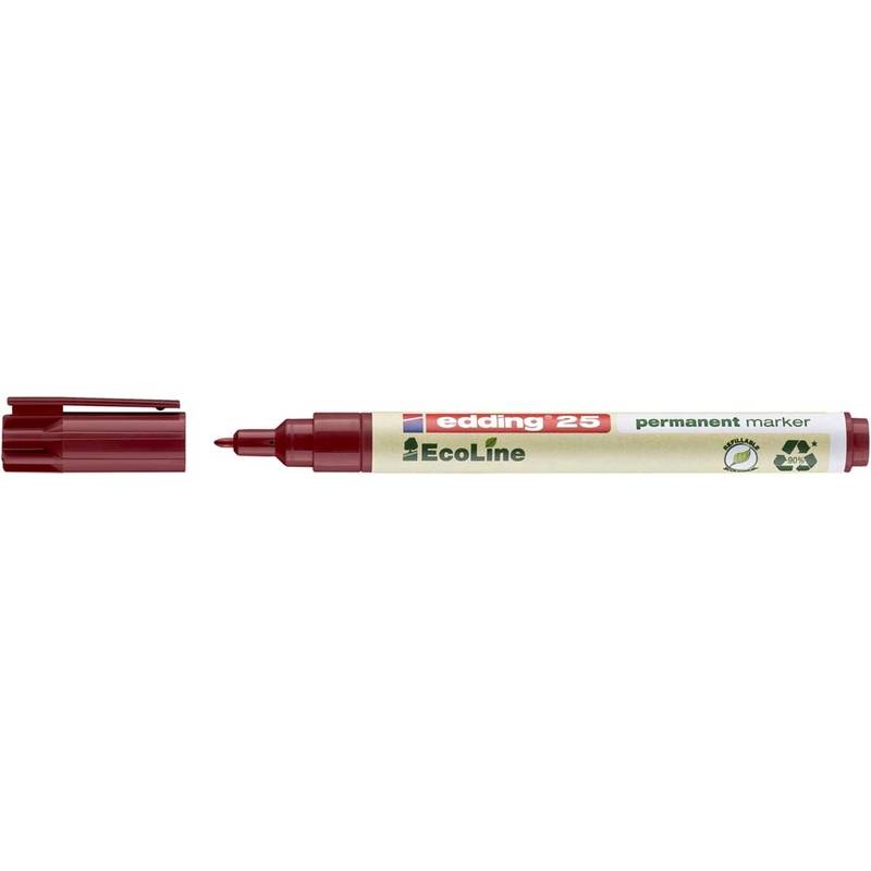 Marker edding 25 EcoLine r&oslash;d permanent 1mm rund spids