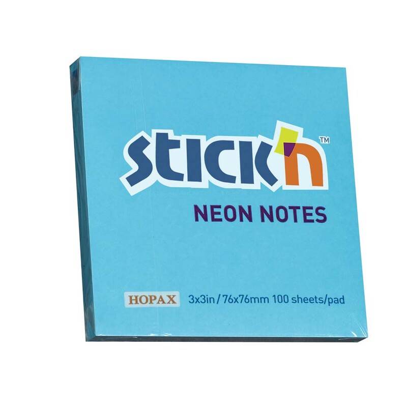 Notes Stick'N NEON bl&aring; 76x76mm 100blade
