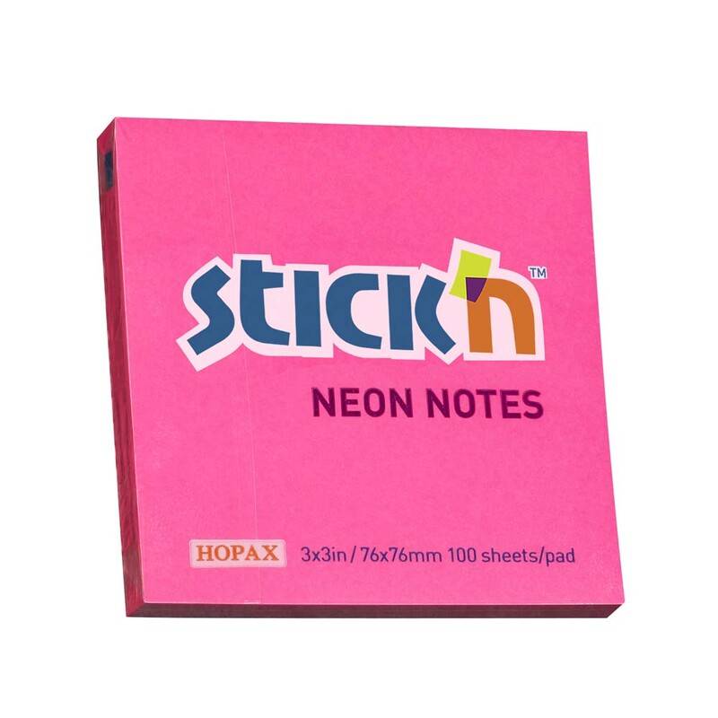 Notes Stick'N NEON r&oslash;d 76x76mm 100blade