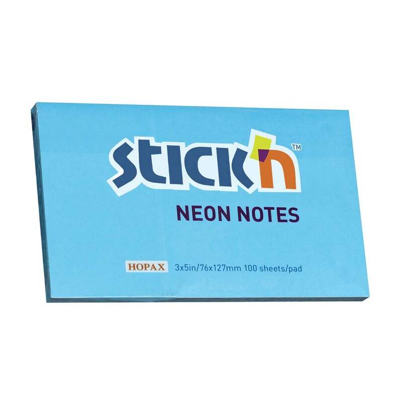 Notes Stick'N NEON bl&aring; 76x127mm 100blade