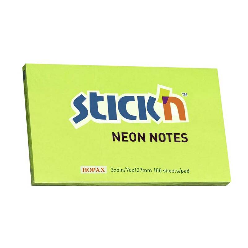 Notes Stick'N NEON gr&oslash;n 76x127mm 100blade