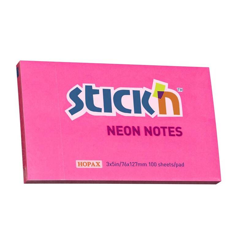 Notes Stick'N NEON r&oslash;d 76x127mm 100blade