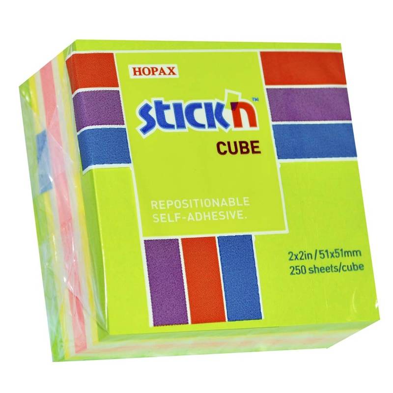Notes Stick'N Mini Cube gr&oslash;n/neon pastel 51x51mm 250blade