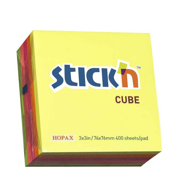 Notes Stick'N NEON Cube 4 ass. neon farver 76x76mm 320blade