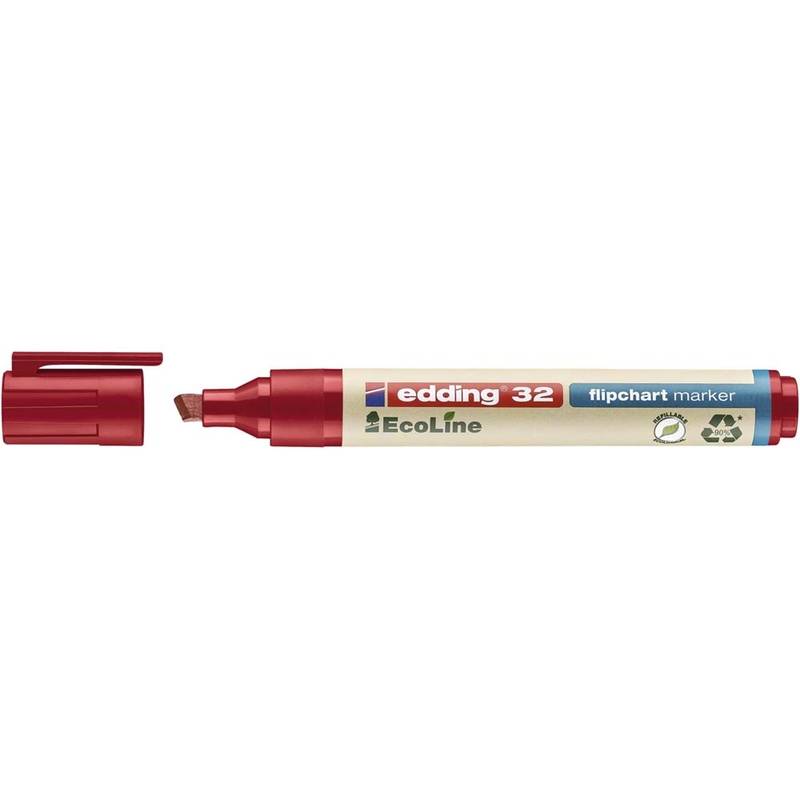 Marker Edding 32 Flipchart ECOLINE r&oslash;d 1-5mm skr&aring; spids
