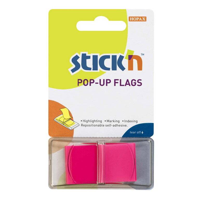 Indeksfaner Stick'N Pop Up r&oslash;d 45x25mm 50stk/pak