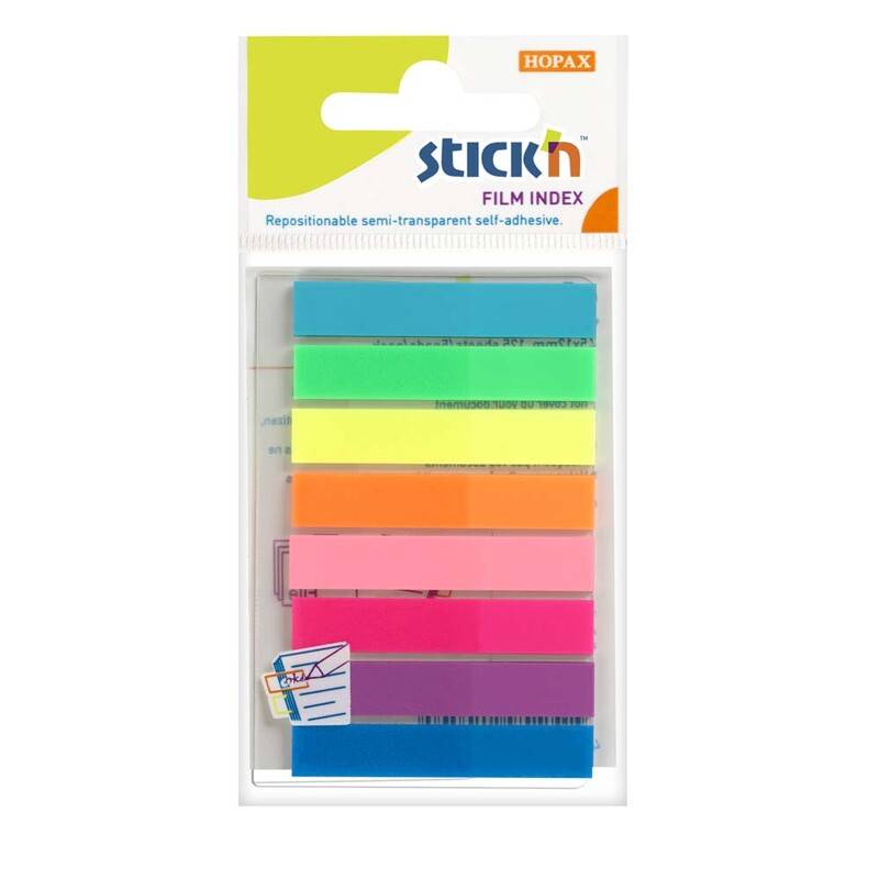 Indeksfaner Stick'N PP 8 ass. neon farver 45x8mm 8x20stk/pak