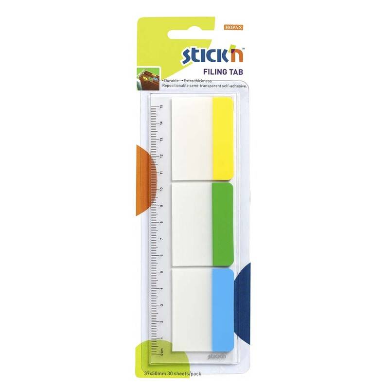 Registerfaner Stick'N kraftig r&oslash;d/gul/gr&oslash;n 37x50mm 3x10ark/pk