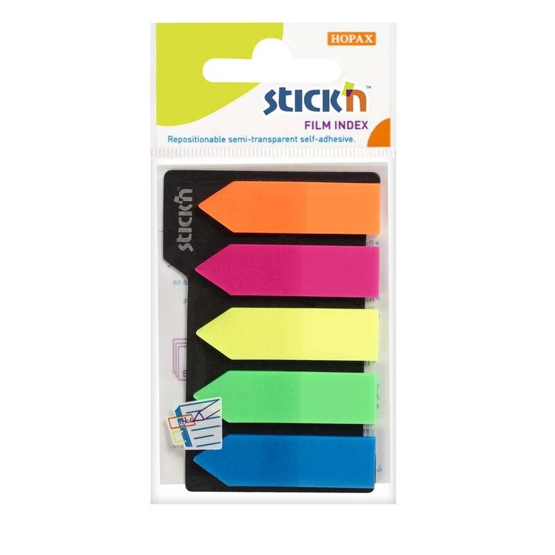 Indeksfaner Stick'N PP 5 ass. neon farver 45x12mm 5x25stk/pak