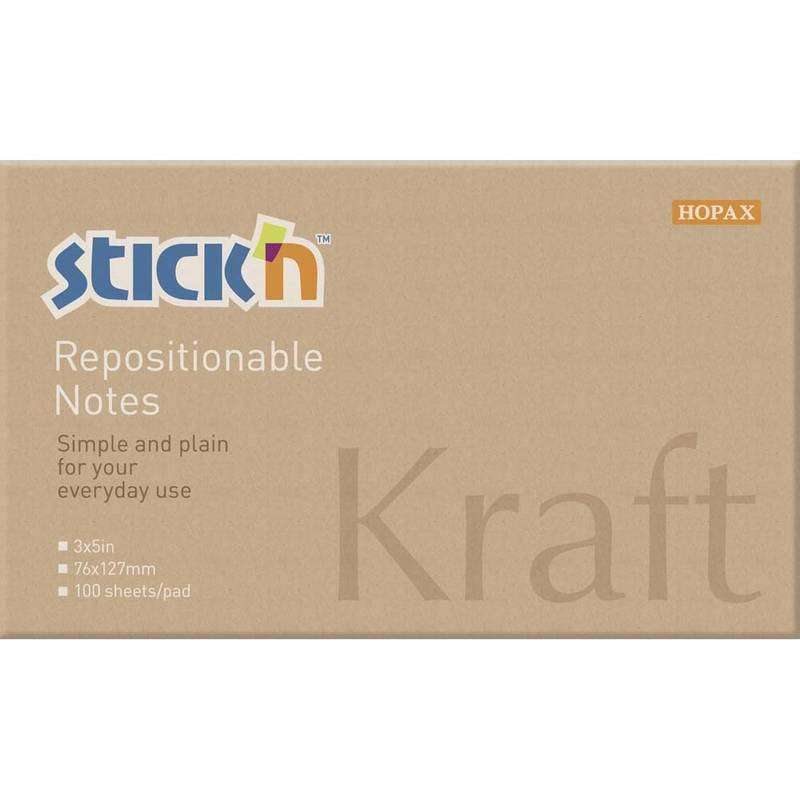 Notes Stick'N Kraftblock brun 76x127mm 100blade genbrug