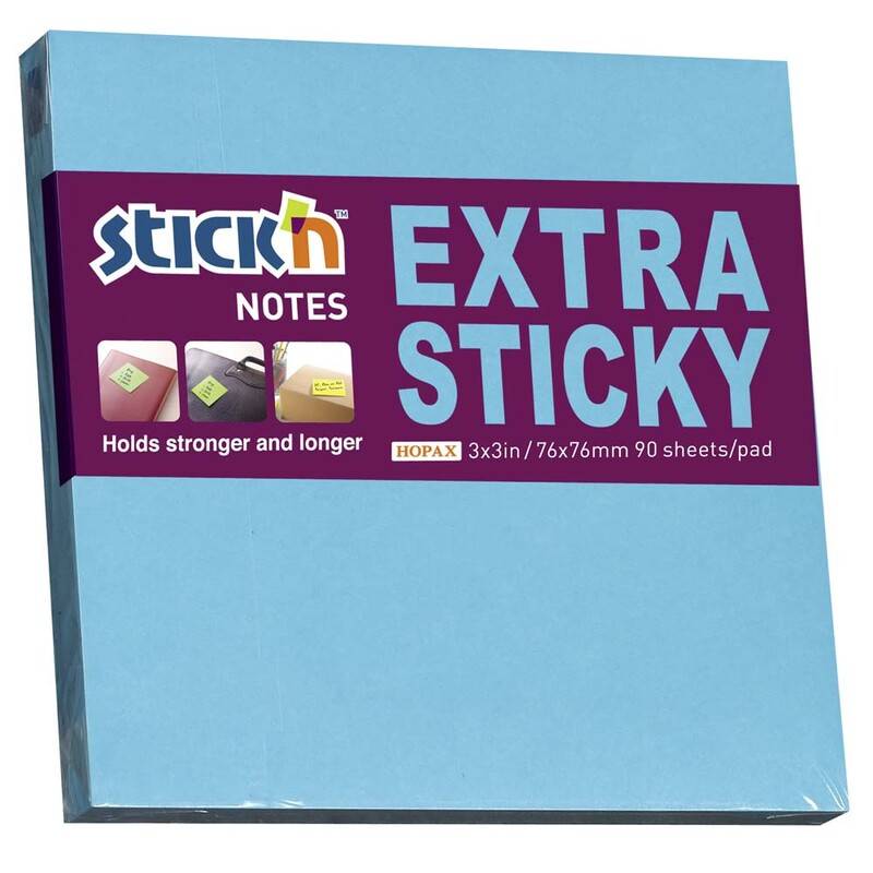 Notes Stick'N Extra Sticky bl&aring; 76x76mm 90blade