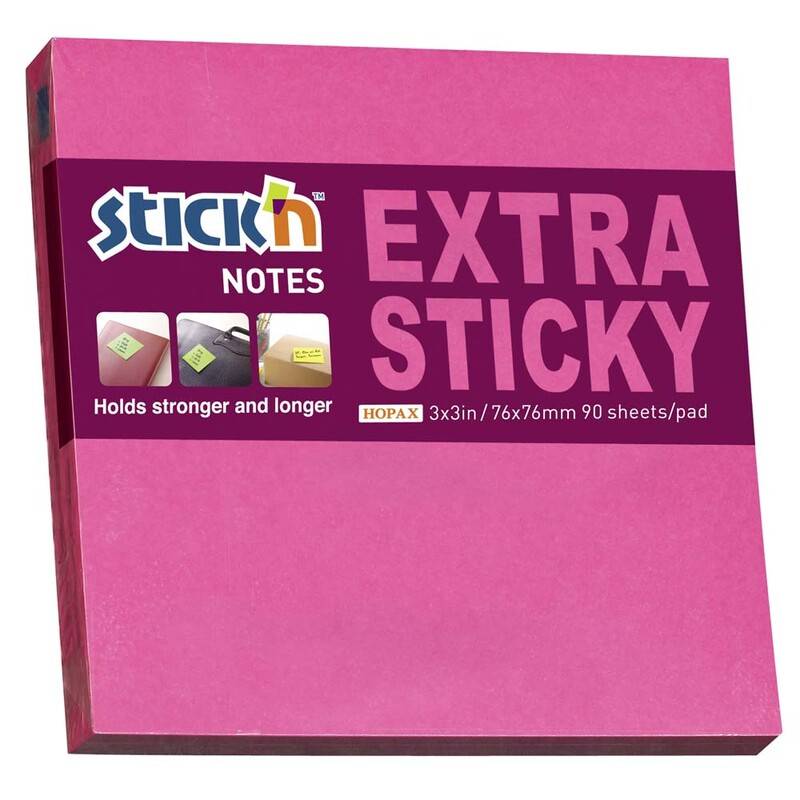 Notes Stick'N Extra Sticky r&oslash;d 76x76mm 90blade