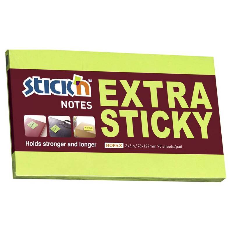 Notes Stick'N Extra Sticky gr&oslash;n 76x127mm 90blade