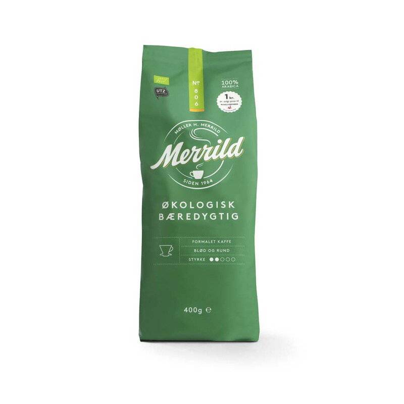 Kaffe Merrild &oslash;kologisk 400g/ps Kaffe formalet pose a 400 gr