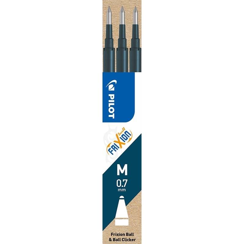 Refill Pilot FriXion bl&aring;/sort 0,7 medium 3-pack