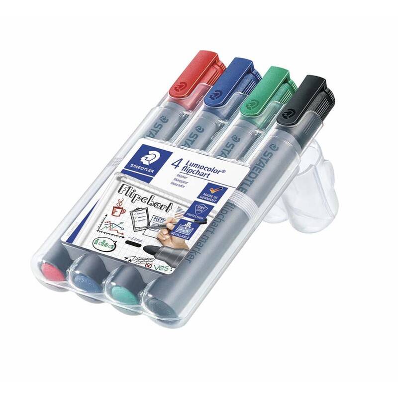 Marker Lumocolor Flip Chart ass. 2mm 356 WP4 4stk/s&aelig;t