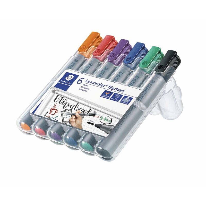 Marker Lumocolor Flip Chart ass. 2mm 356 WP6 6stk/s&aelig;t