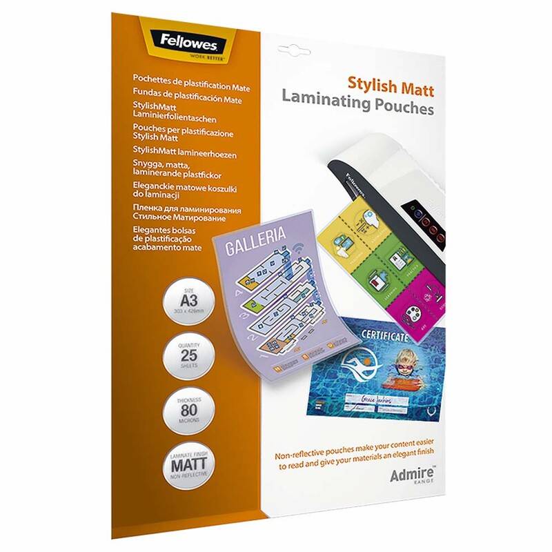 Lamineringslomme Fellowes A3 80g Stylish mat 25-pak