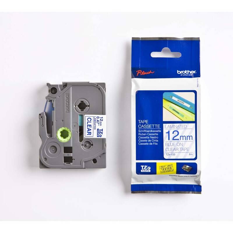 Labeltape Brother Tze-133 12mmx8m bl&aring;/klar