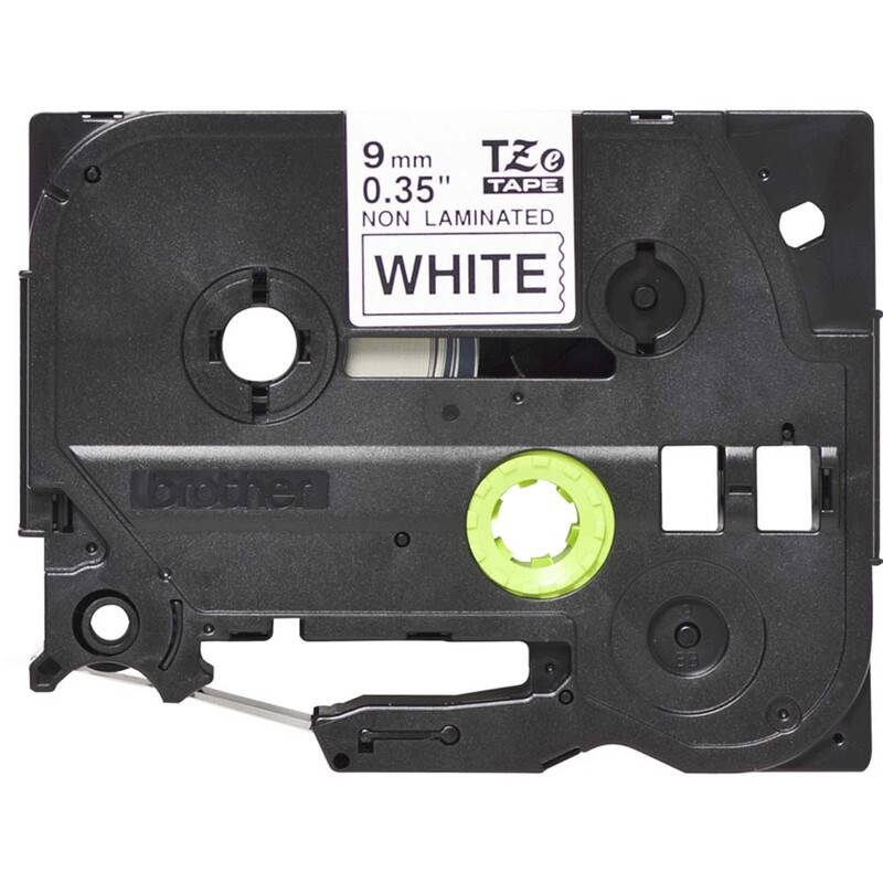 Labeltape Brother TZe-N221 9mmx8m sort p&aring; hvid ulamineret