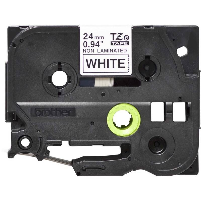 Labeltape Brother TZe-N251 24mmx8m sort p&aring; hvid ulamineret