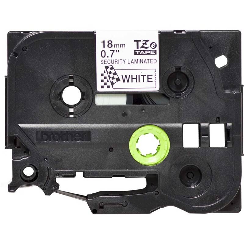 Labeltape Brother TZe-SE4 18mmx8m sort p&aring; hvid sikkerhedstape